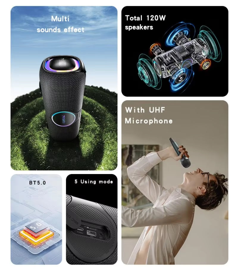 UHF Microphone Powerful Wireless Speaker with RGB light BT5.0(10 pieces)