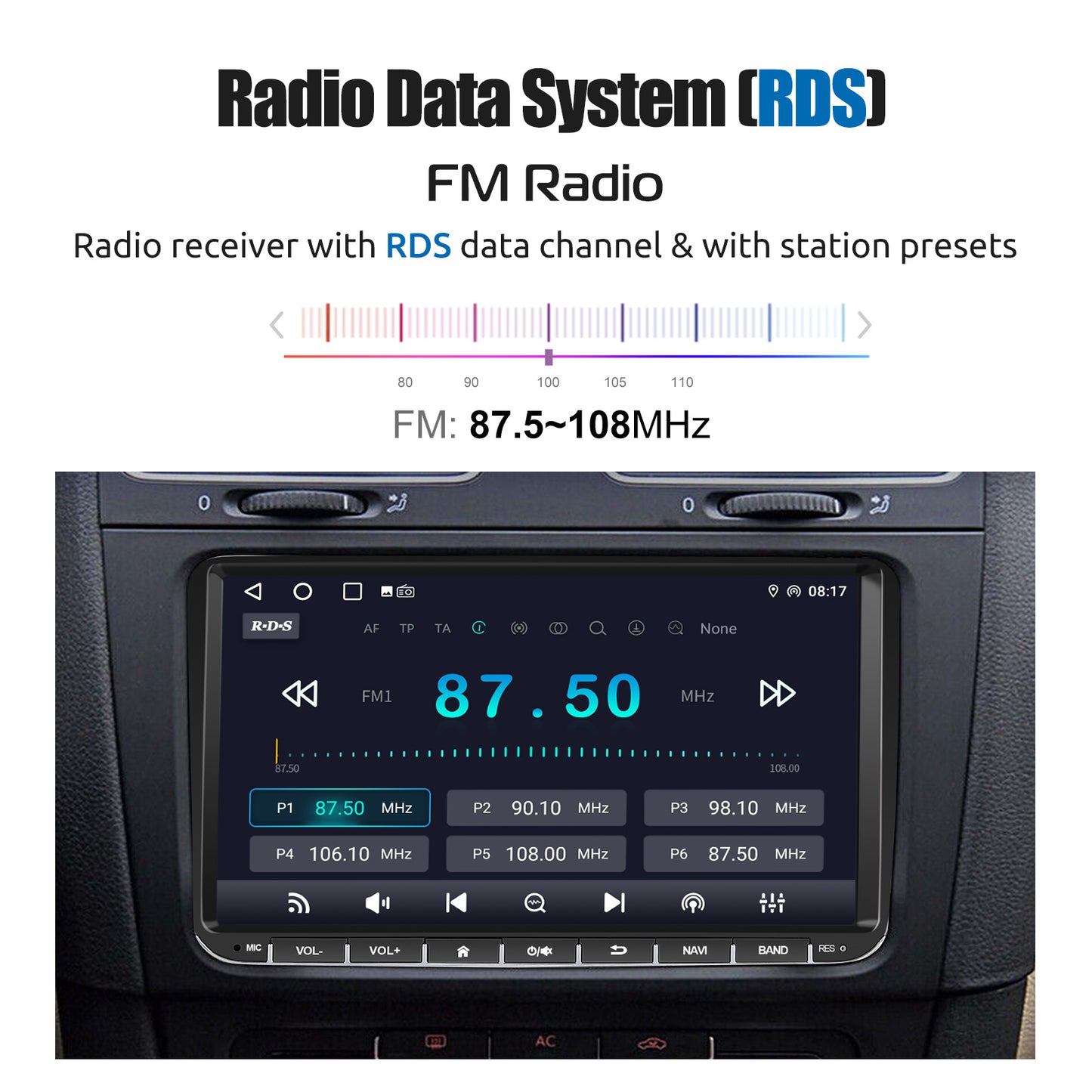 9" Android 14 4+64G Wireless CarPlay Stereo for VW Golf/Passat/Polo/Touran/Tiguan GPS NAVI WIFI BT FM EQ