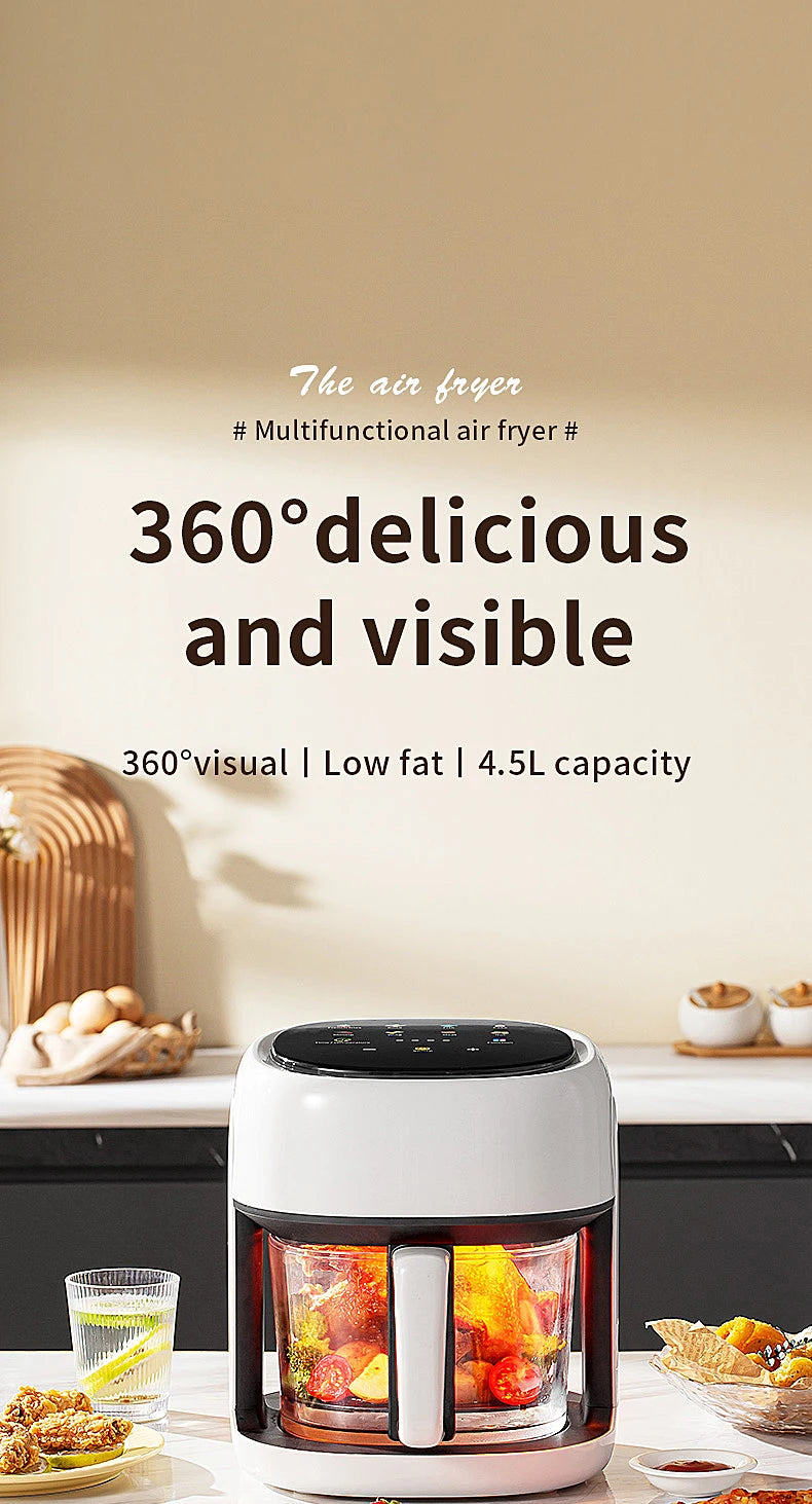Large capacity convection oven oil-free deep fryer kitchen visual window baking Smart Electric Air Fryer