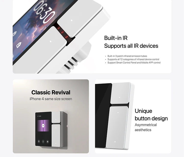 【 3.5-inch touch screen 】 Three way intelligent switch panel infrared sensing+curtain dimming Tuya smart home central control
