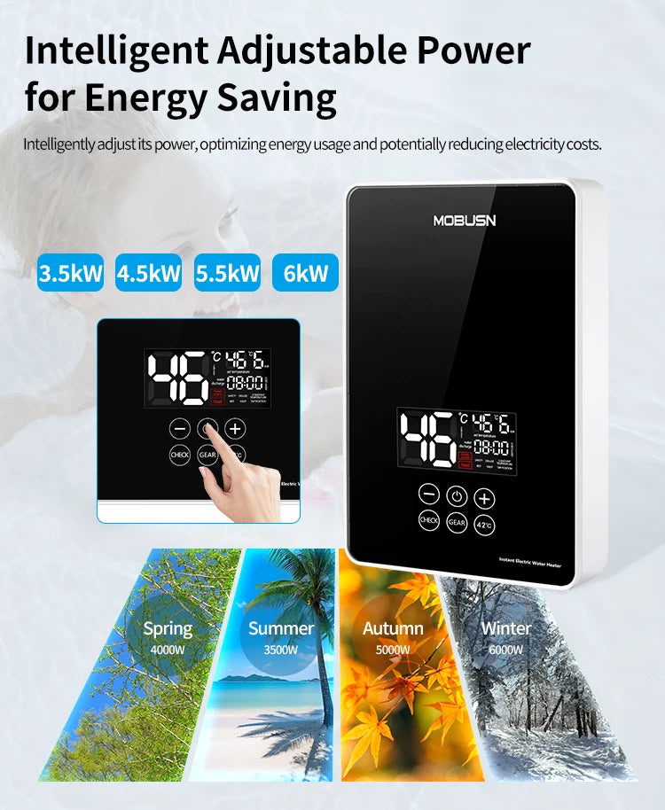 6000W Instant Electric Water Heater Portable & Energy Saving with LED Display for Hotel/Commercial/Household