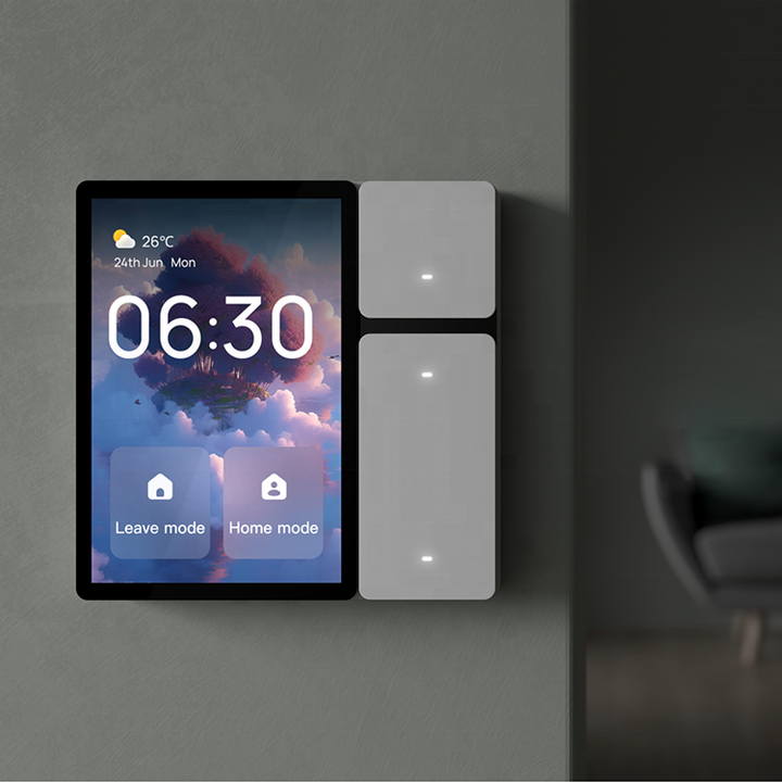 【 3.5-inch touch screen 】 Three way intelligent switch panel infrared sensing+curtain dimming Tuya smart home central control