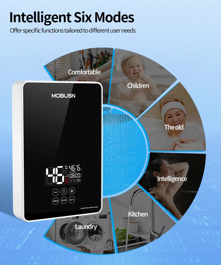 6000W Instant Electric Water Heater Portable & Energy Saving with LED Display for Hotel/Commercial/Household