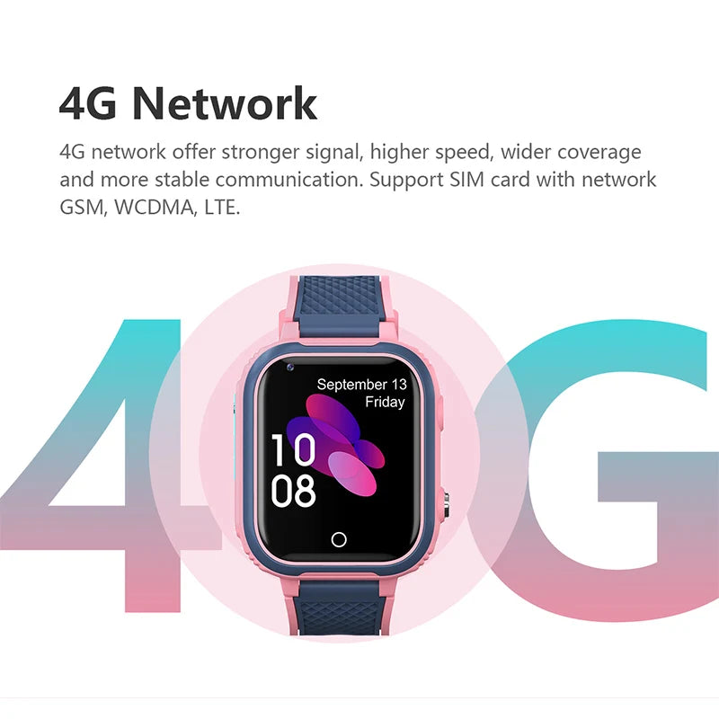 4G Kids Smartwatch GPS/WiFi Tracker HD Video Call SOS Alert IP67 Waterproof Camera