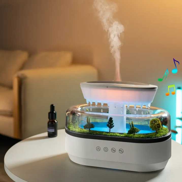 Machine d'aromathérapie intelligente à bruit blanc, micro-humidification de paysage + lumière ambiante à 7 couleurs, appareil de réduction du stress et d'aide au sommeil pour chambre à coucher