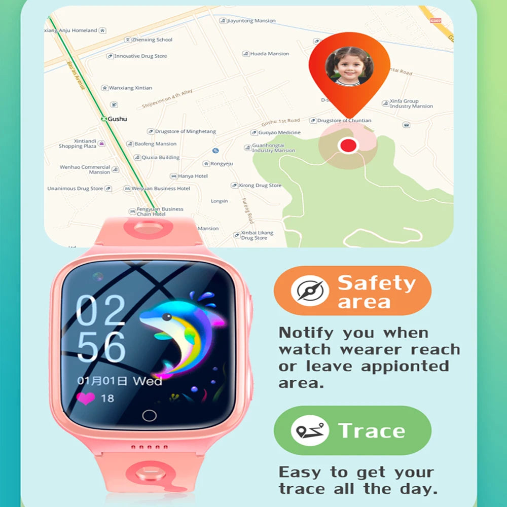 4G Smart Watch Children's Gift GPS WiFi 1000mAh Video Call Tracker Location SOS Call Back Monitor Mobile Watch