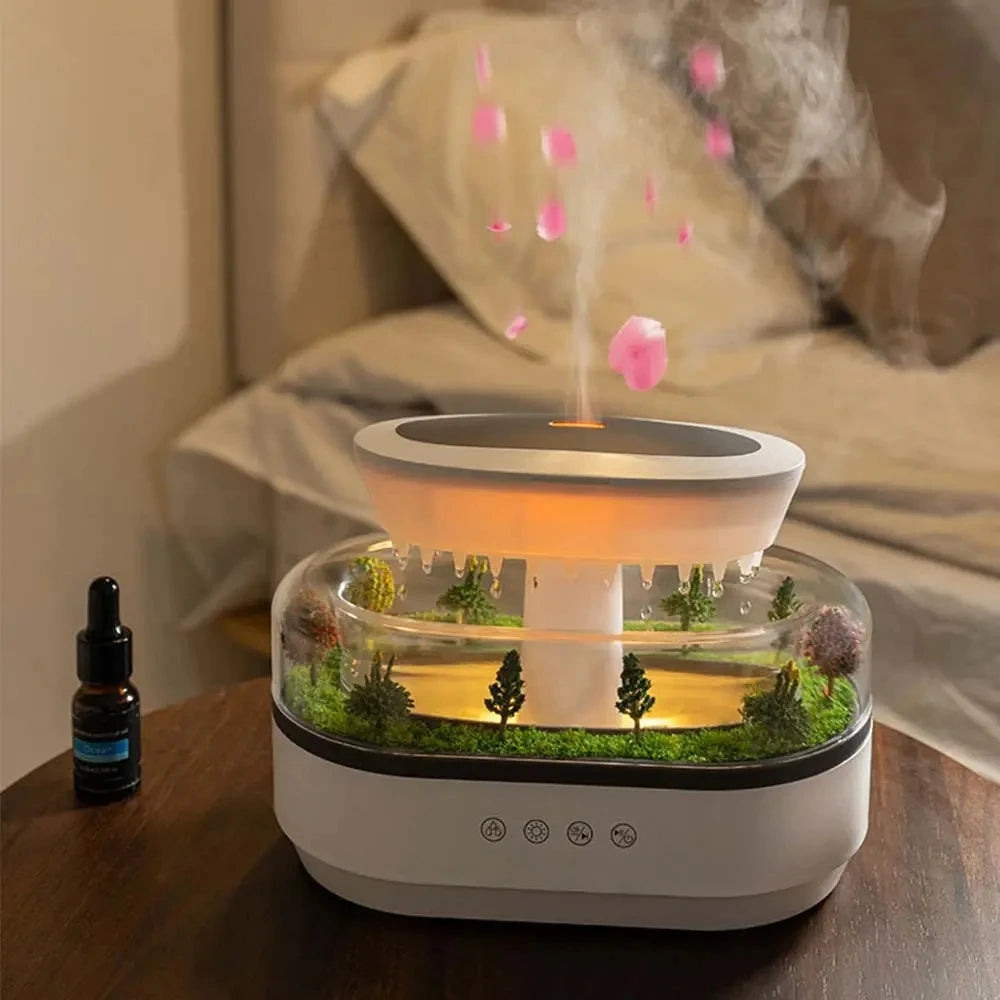 Machine d'aromathérapie intelligente à bruit blanc, micro-humidification de paysage + lumière ambiante à 7 couleurs, appareil de réduction du stress et d'aide au sommeil pour chambre à coucher