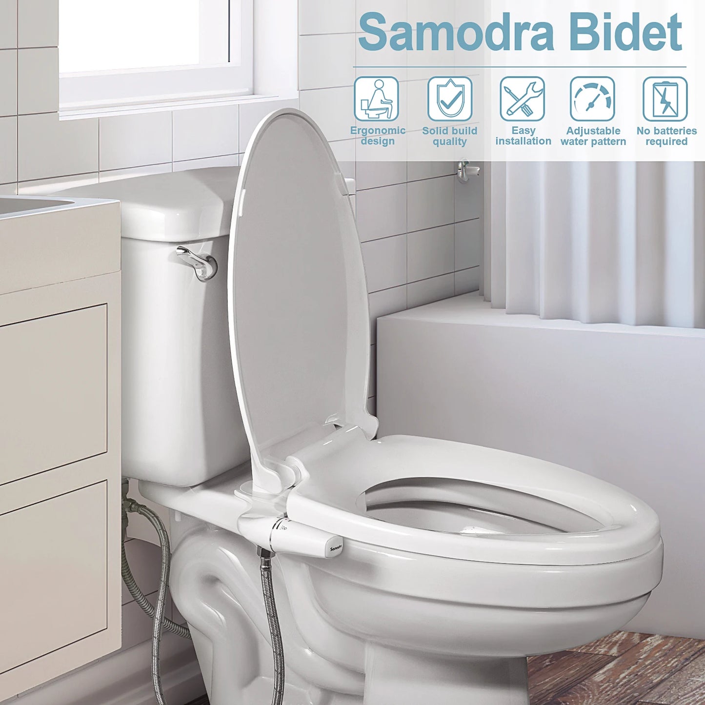 Ultra-Slim Non-Electric Bidet Toilet Attachment Dual Nozzle Adjustable Water Pressure Sprayer for Hygiene & Comfort