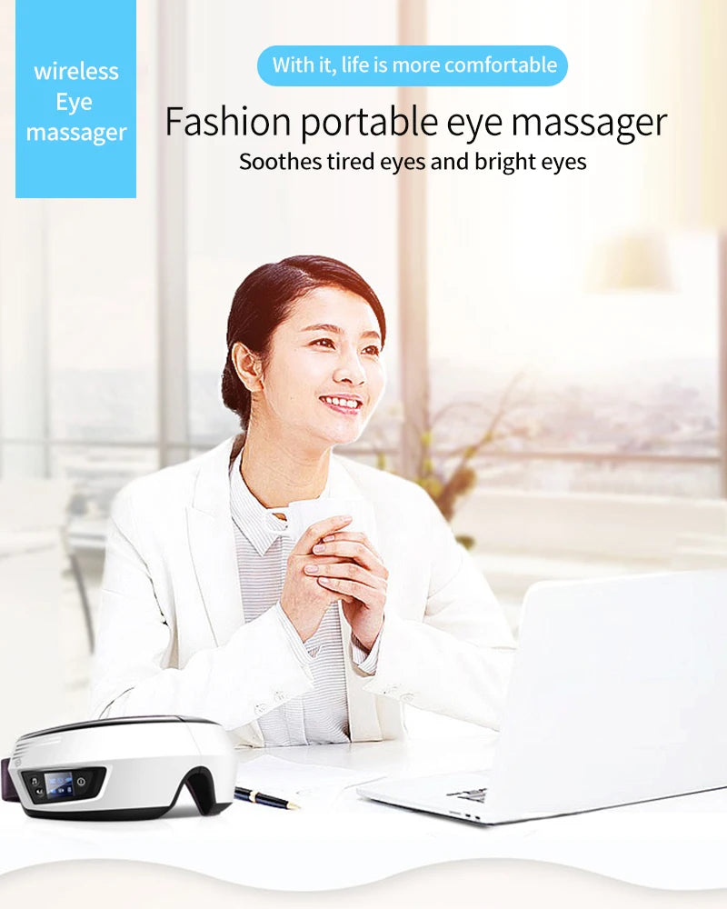 Protection oculaire Bluetooth avec vibrations et compresse chaude à température constante pour soulager la sécheresse oculaire. Protection oculaire pliable et portable pour étudiants et professionnels.