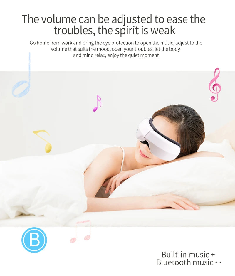 Protection oculaire Bluetooth avec vibrations et compresse chaude à température constante pour soulager la sécheresse oculaire. Protection oculaire pliable et portable pour étudiants et professionnels.