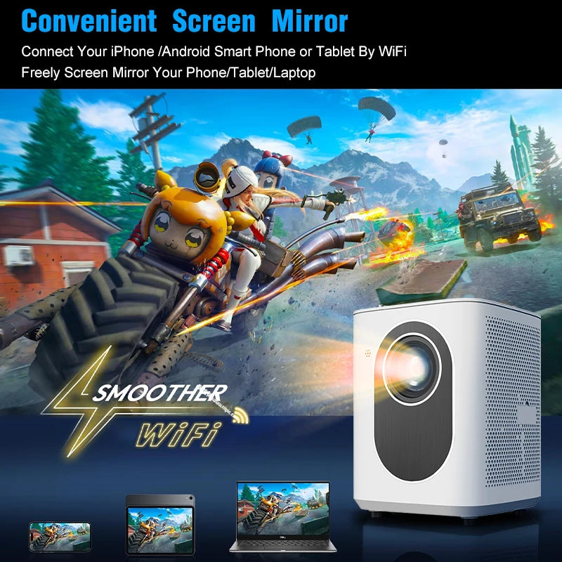 Android 11 Smart Projector 1080P with WiFi6/Bluetooth 5.2 Auto Focus Home Cinema