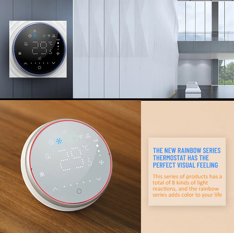 Thermostat intelligent Pro Wi-Fi/RF bimode pour CVC domestique et commercial Contrôleur CVC intelligent avec géorepérage