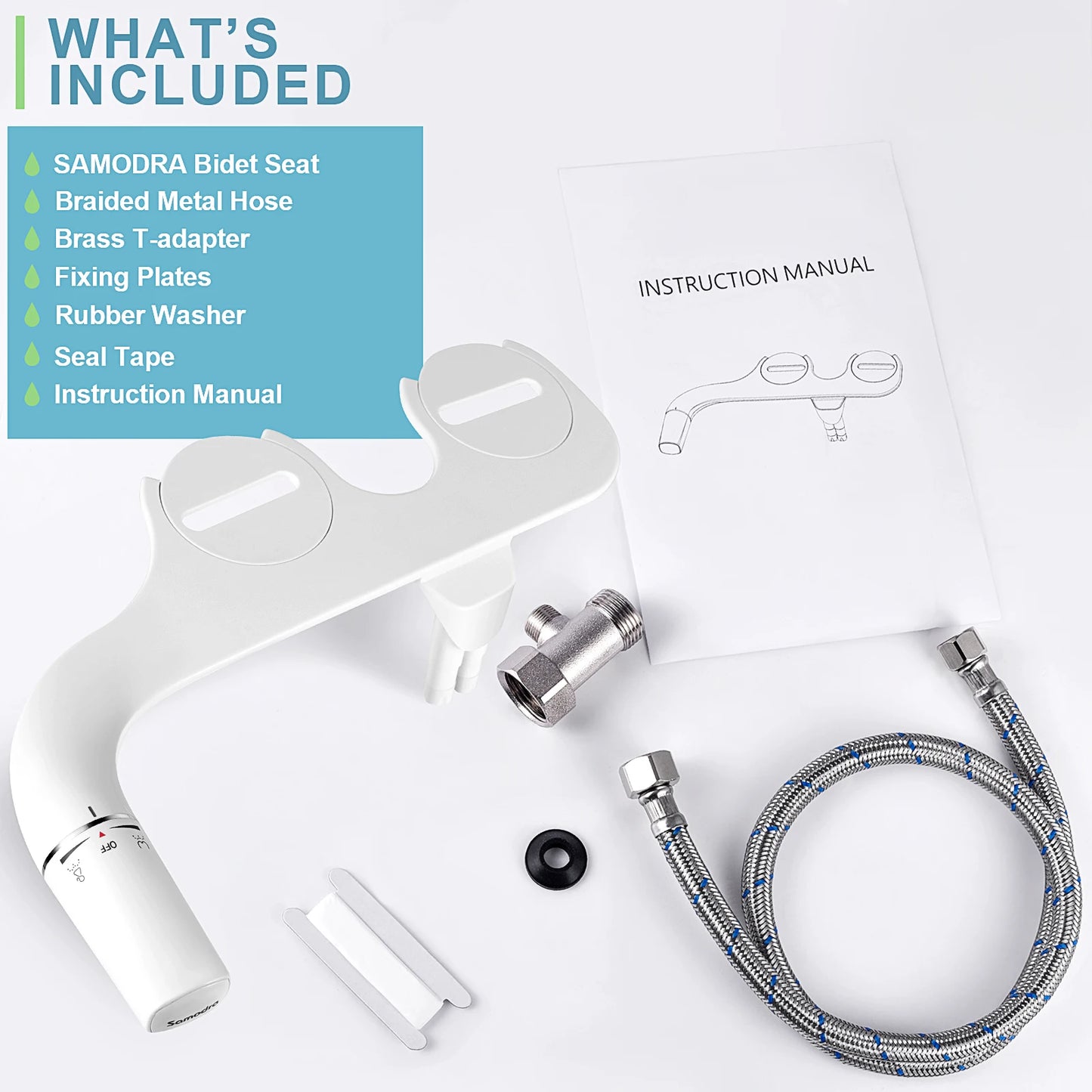Ultra-Slim Non-Electric Bidet Toilet Attachment Dual Nozzle Adjustable Water Pressure Sprayer for Hygiene & Comfort