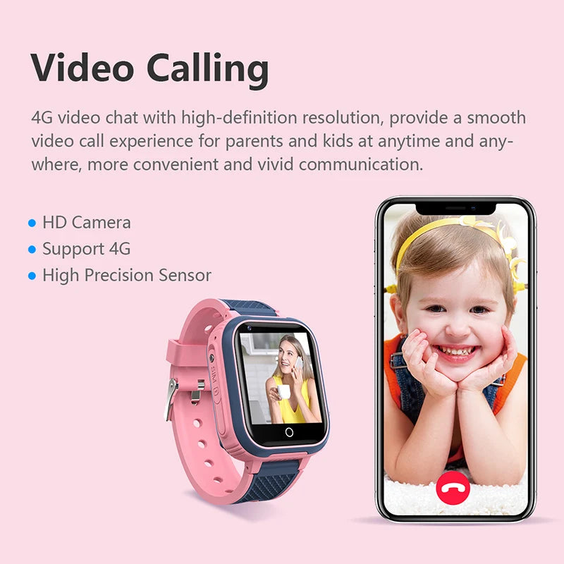 4G Kids Smartwatch GPS/WiFi Tracker HD Video Call SOS Alert IP67 Waterproof Camera