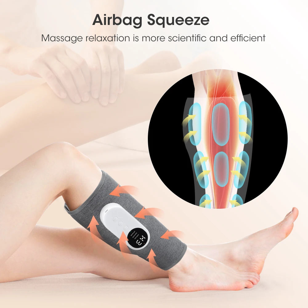 3 Modes of Sir Compression Leg Massage, Foot and Calf Muscles Relaxation, Blood Circulation 360 ° Airbag Calf Massager