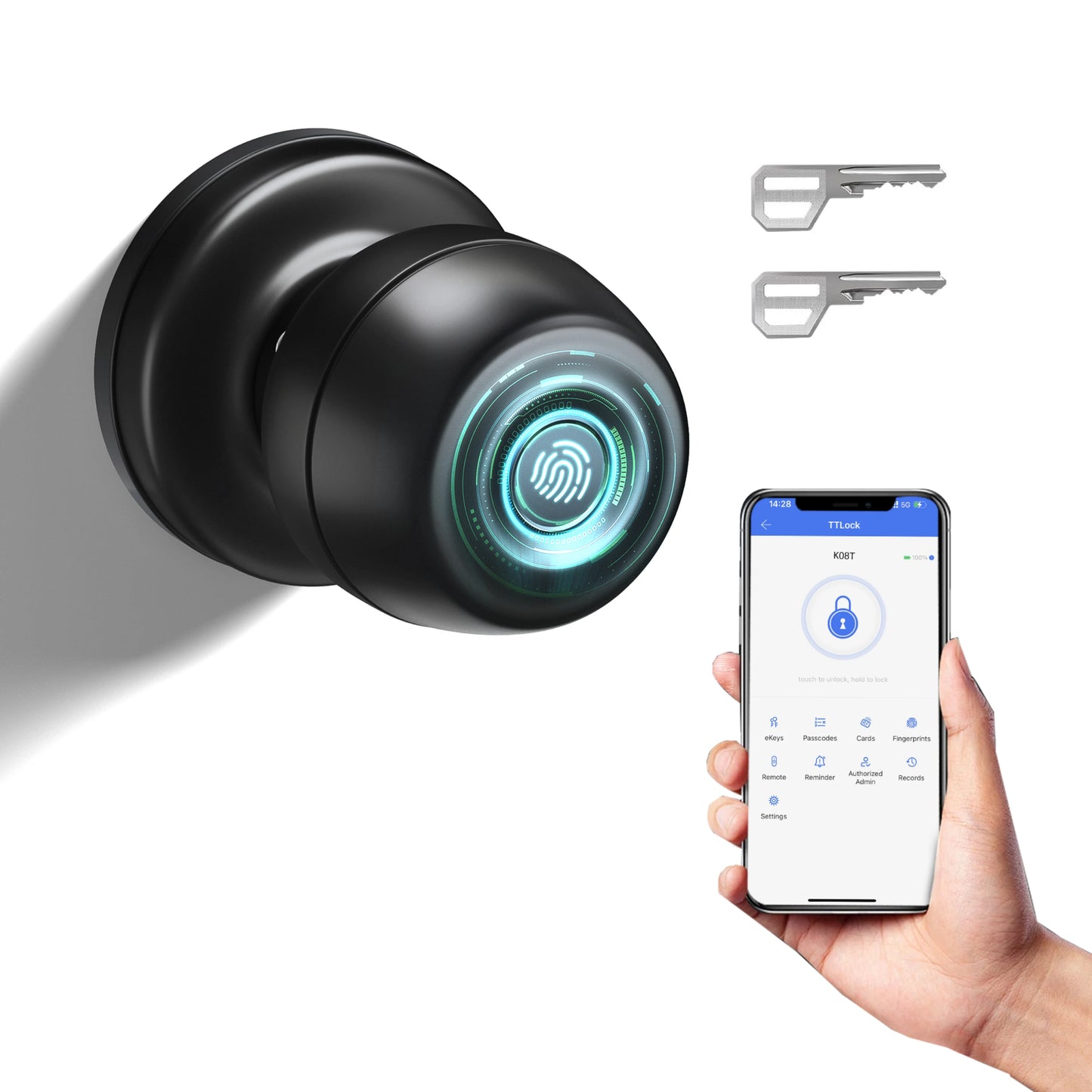 TTLOCK Smart fingerprint door lock, APP control (excluding battery) intelligent door handle