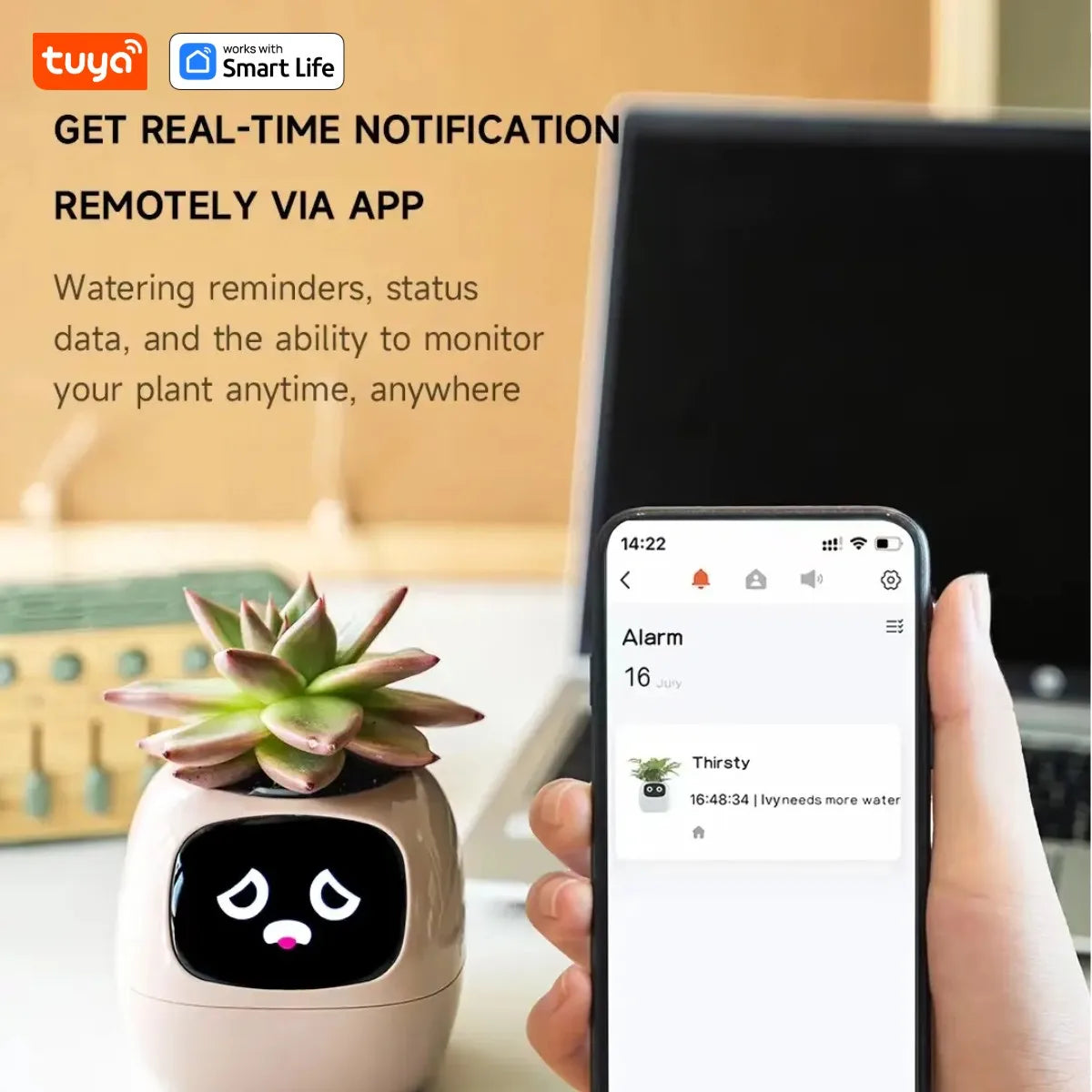 Künstliche Intelligenz-Chips machen das Pflanzen von Pflanzen einfach und unterhaltsam. Tuya Ivy Smart Flowerpot, endloser Spaß mit 49 reichen Ausdrücken, 7 intelligenten Sensoren