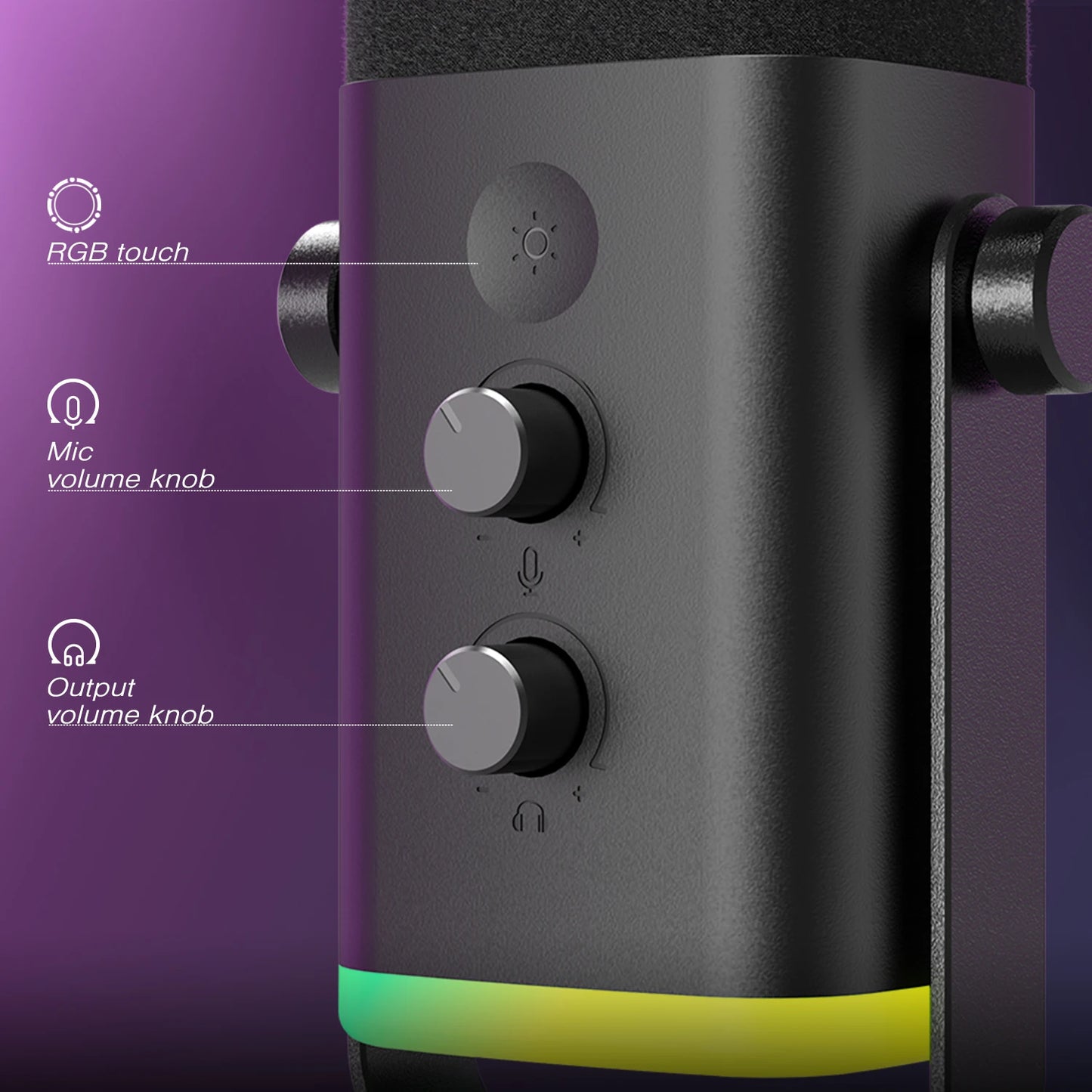 AM8 Pro USB/XLR Gaming Microphone Dynamic Cardioid Mic with Touch Mute 3.5mm Headphone Jack & Gain Control for PC/PS5/PS4