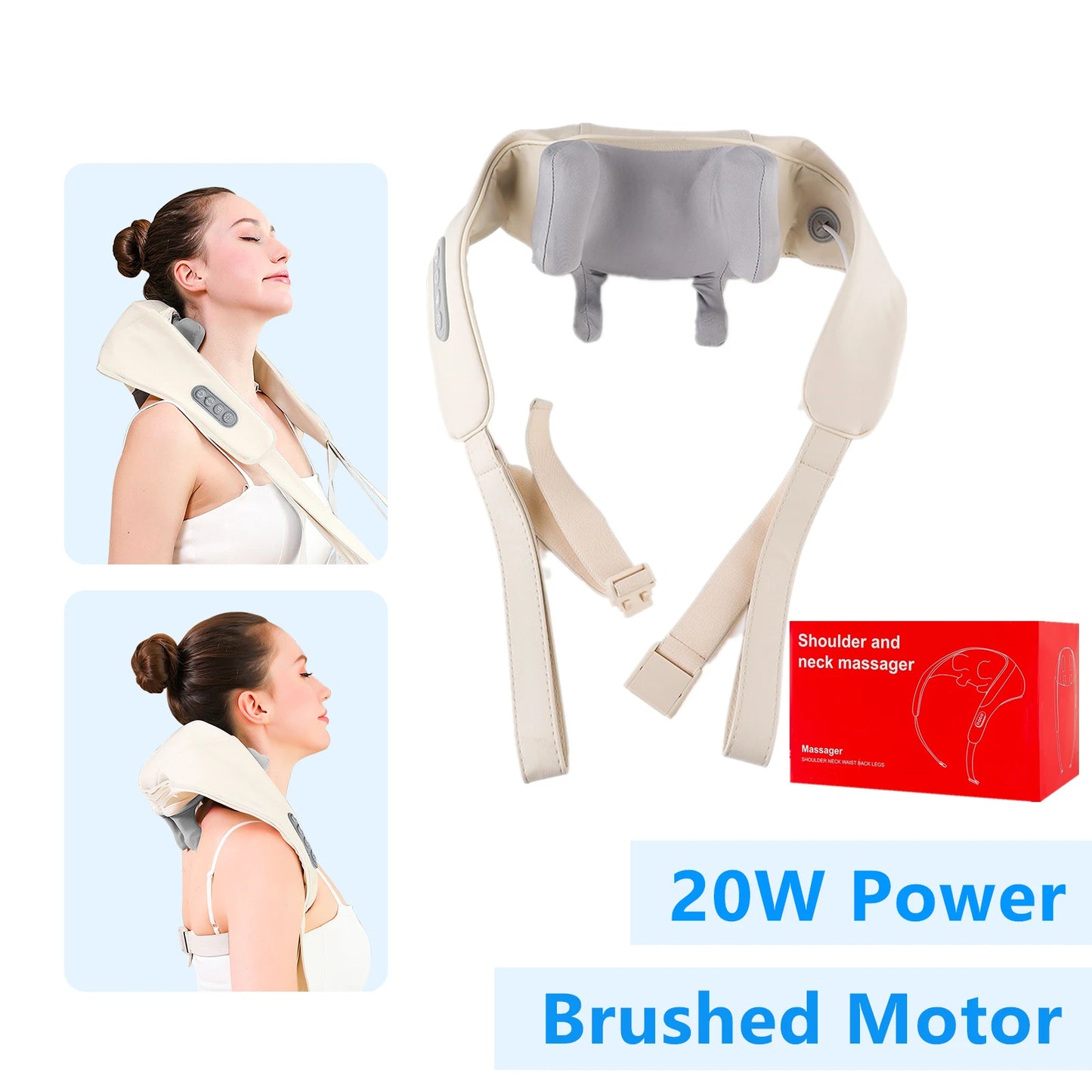 Châle de massage cervical à moteur sans balais, masseur multifonctionnel pour les épaules, le cou et le dos, pour une relaxation profonde