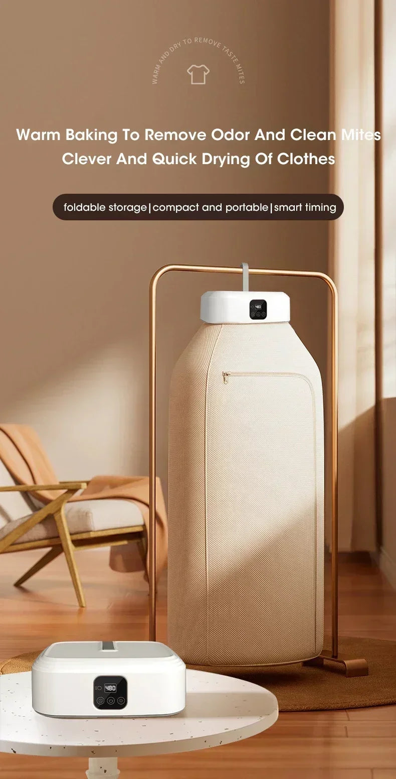Mini Foldable Electric Dryer Portable Travel Dryer with Timer & Drying Bag Fast Drying for Clothes Underwear Socks Compact Cabinet Design