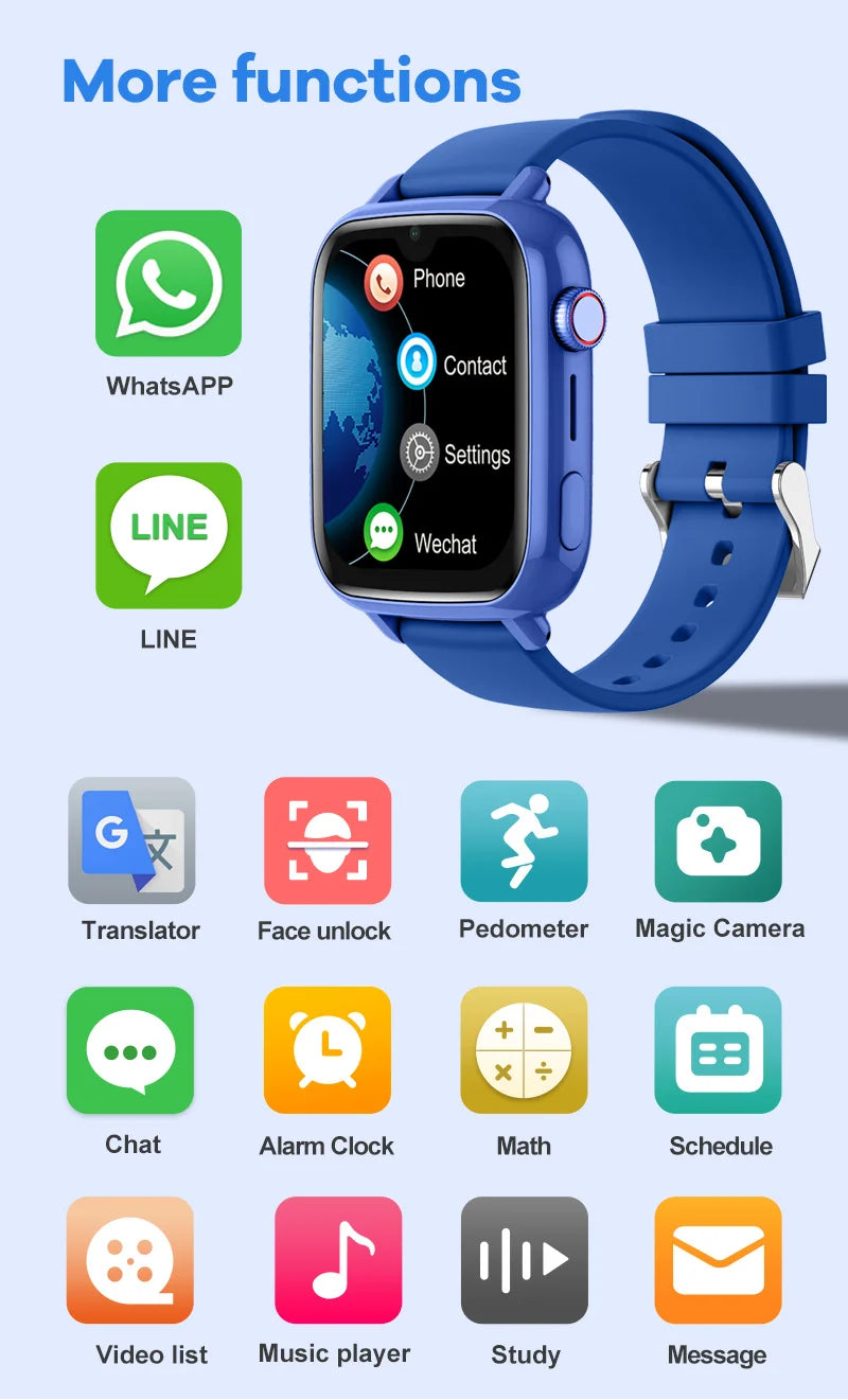 4G Kids Smart Watch GPS WiFi Video Call SOS Tracker Camera Monitor Location Phone Watch