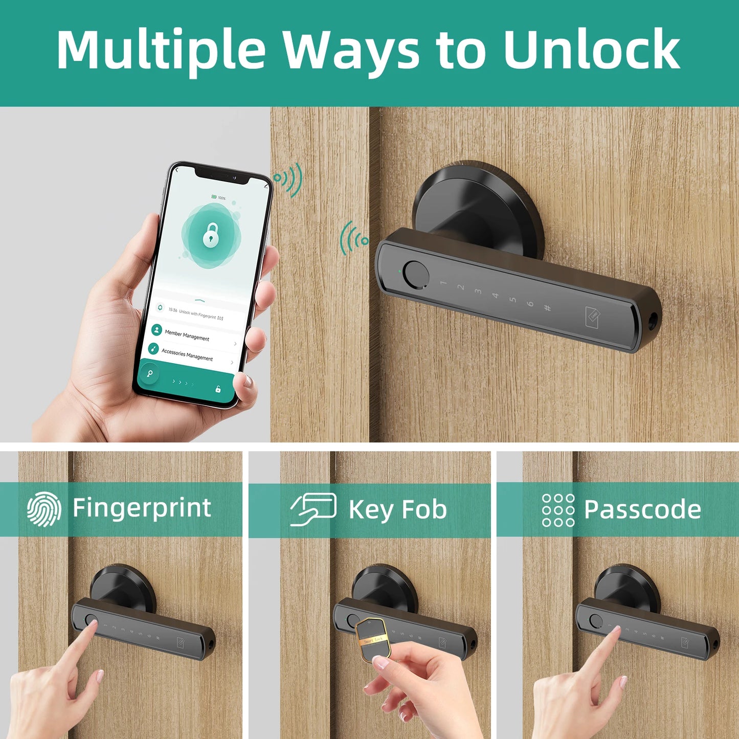 Smart Fingerprint Door Lock Pro WiFi/APP Remote Control Touchscreen Keypad Auto-Lock IP65 Waterproof