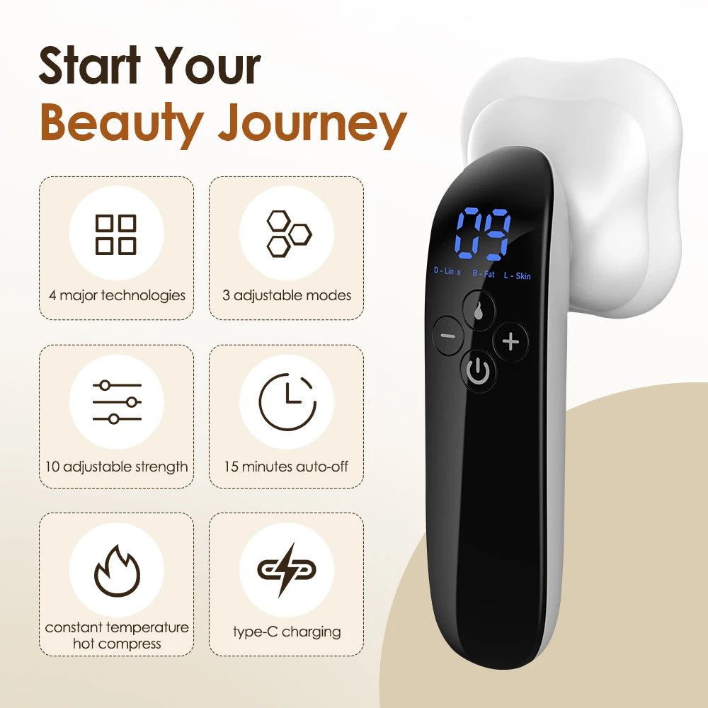Professional Cordless Body Sculpting Machine 6 in 1 RF Cavitation Fat Remover for Belly/Thighs/Arms with LED Display & 3 Speed Modes