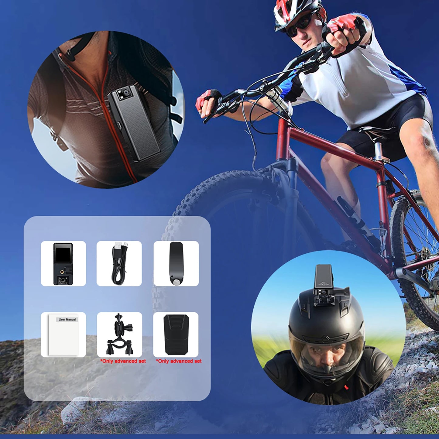 1080P HD Mini Camera 3000mAh Body Mount, 180° Rotating for Bike/Sports/Car/DVR/Webcam