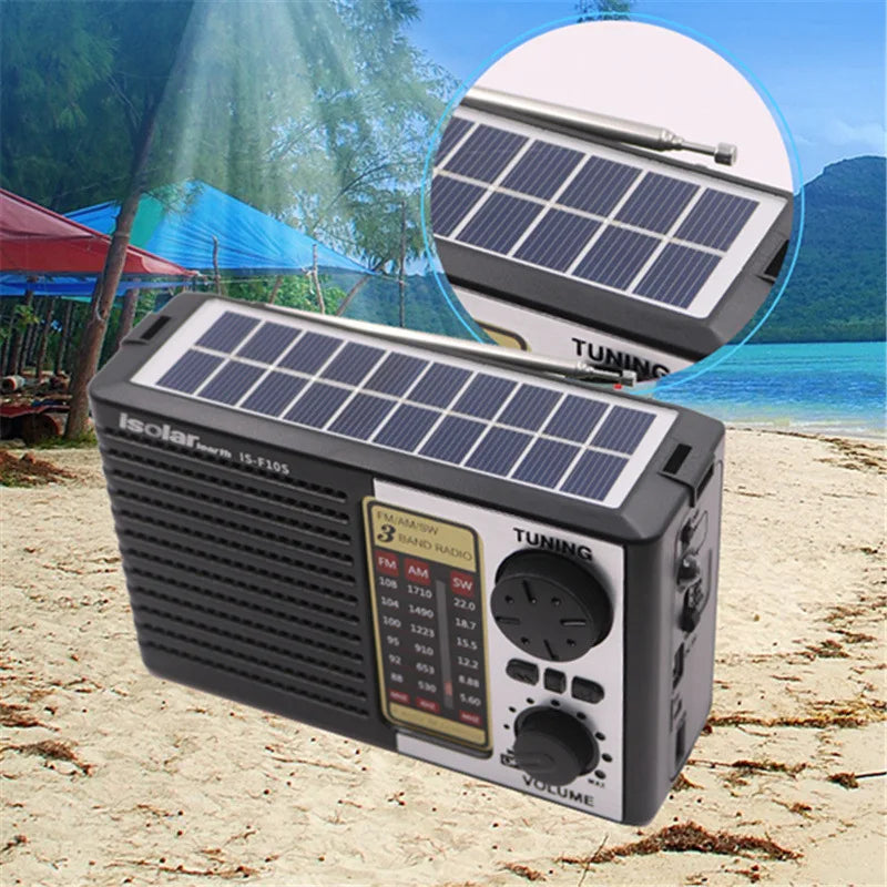 Wireless BT Speaker w/LED Light FM/AM/SW Radio Solar Charger Emergency Full Band High Sensitive