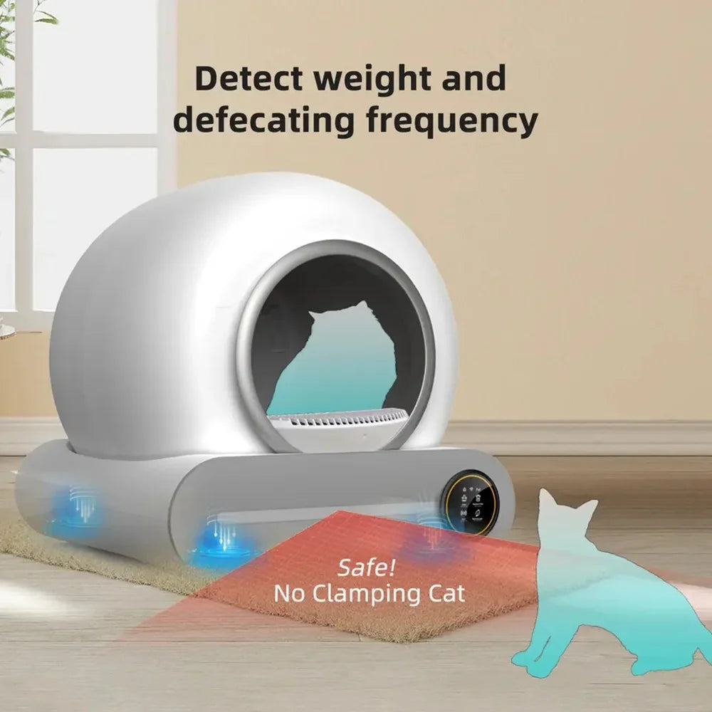 65L Automatic Self-Cleaning Cat Litter Box Fully Enclosed Smart Pet Toilet with Odor Control & Health Monitoring