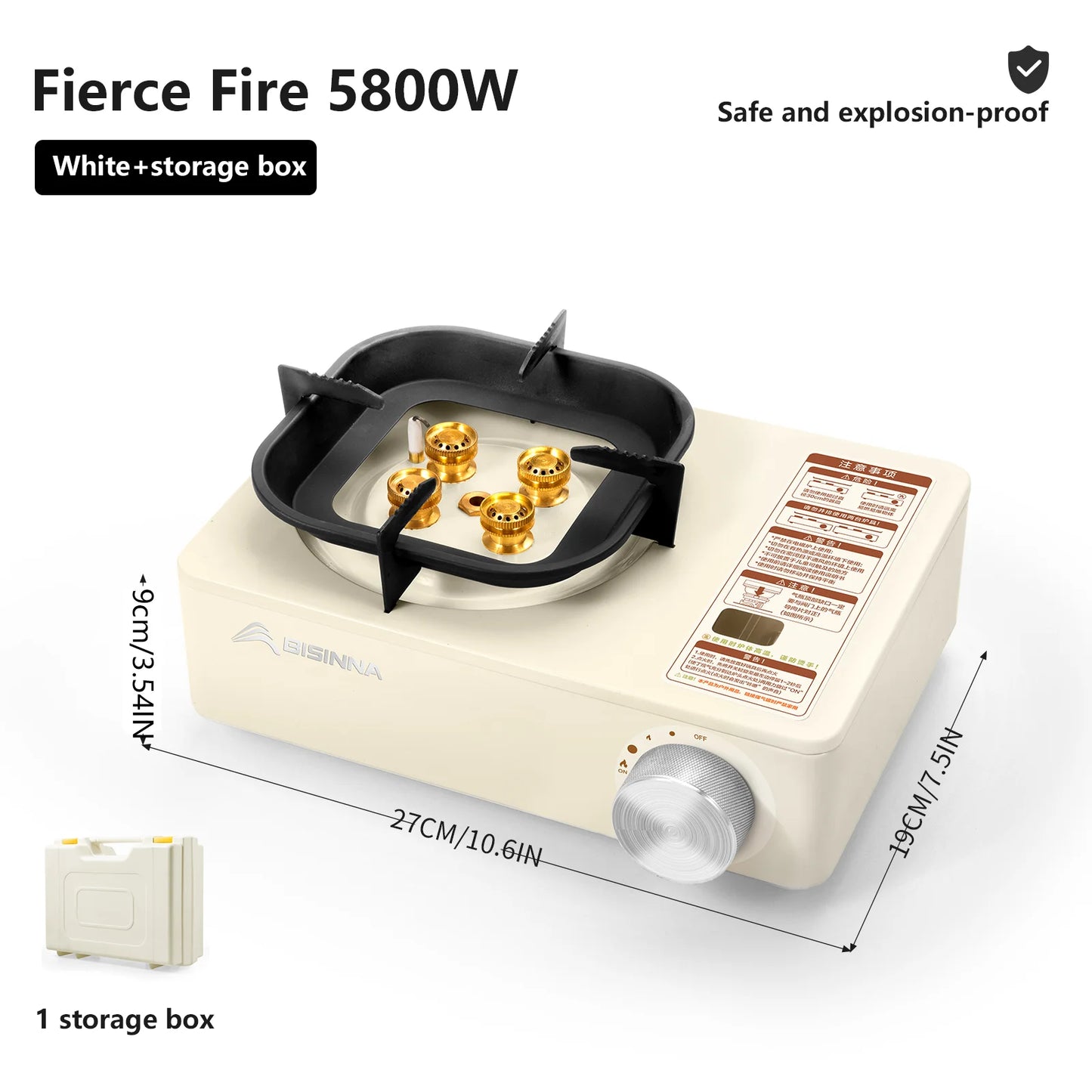 5800W High-Power Portable Camping Gas Stove Windproof Outdoor Burner for Hiking/Picnic