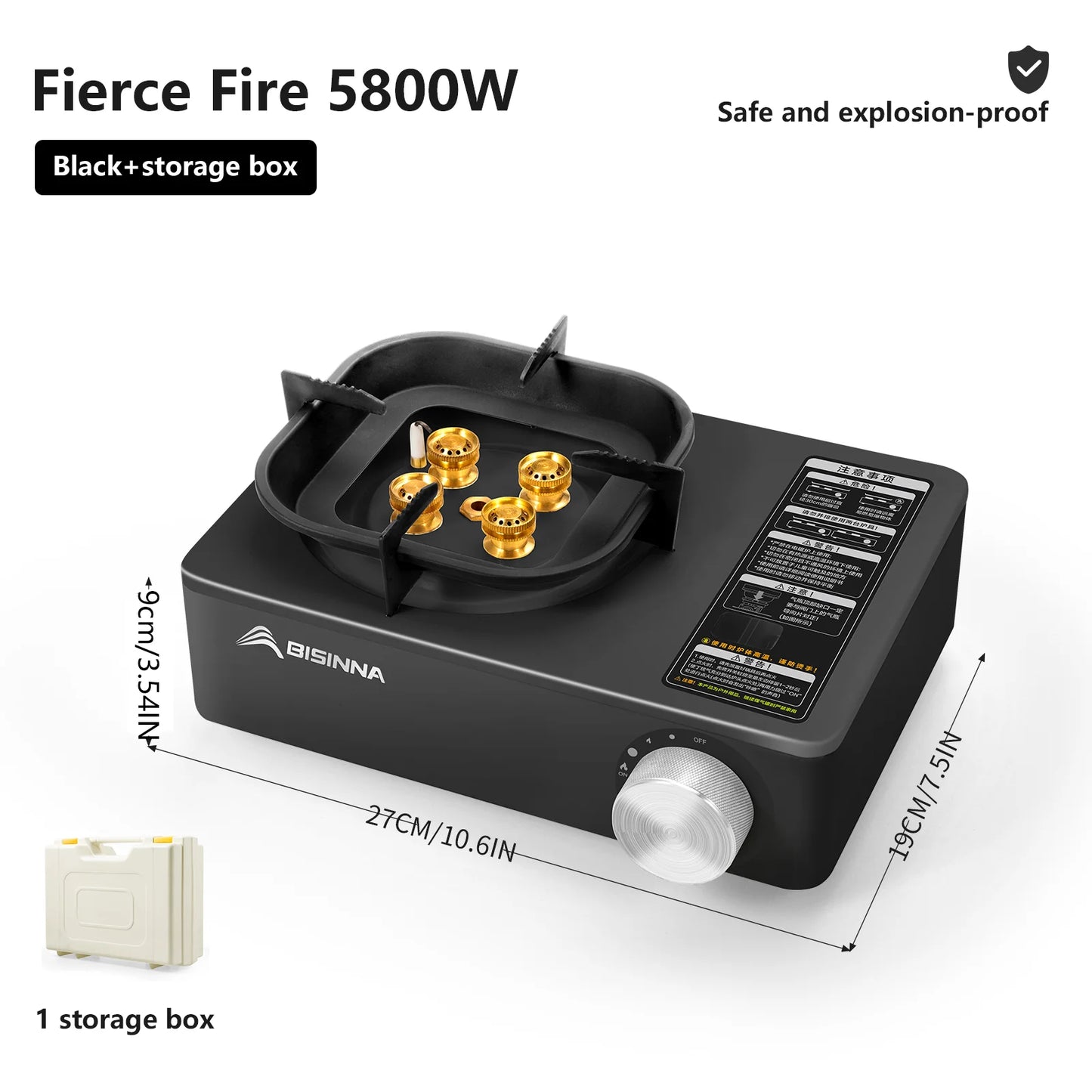 5800W High-Power Portable Camping Gas Stove Windproof Outdoor Burner for Hiking/Picnic