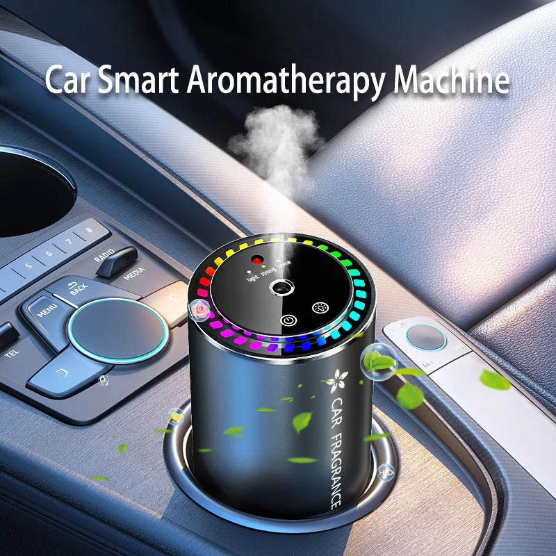 Parfum de voiture à pulvérisation automatique avec lumières LED en forme d'étoile, aromathérapie et élimination des odeurs, alliage d'aluminium durable