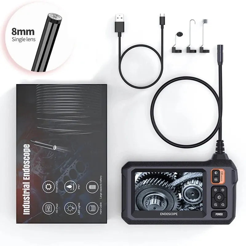 Automotive Endoscope Camera 4.3" IPS Screen 1080P HD 8mm Lens with Magnetic Hook IP67 Waterproof for Car Repair & Pipe Inspection