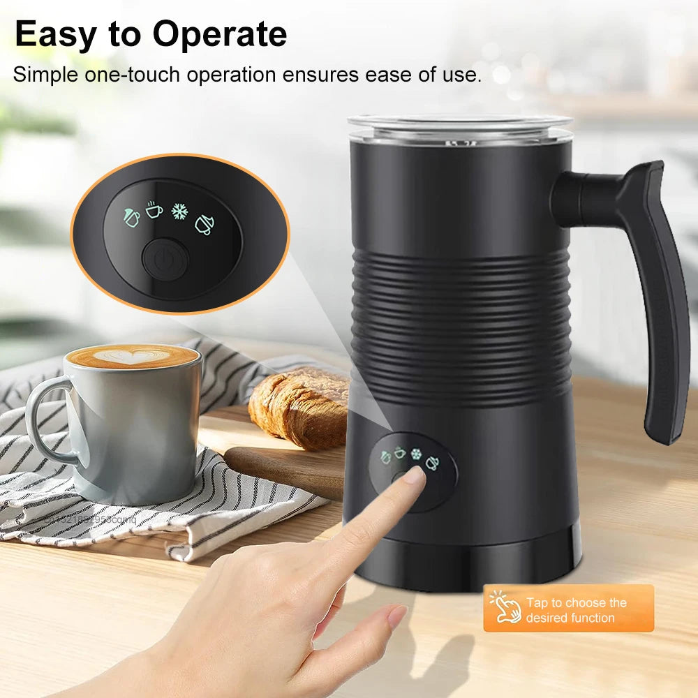 4-in-1 Electric Milk Frother Auto Rotary Function for Hot/Cold Foam Cappuccino Latte & Coffee Drinks