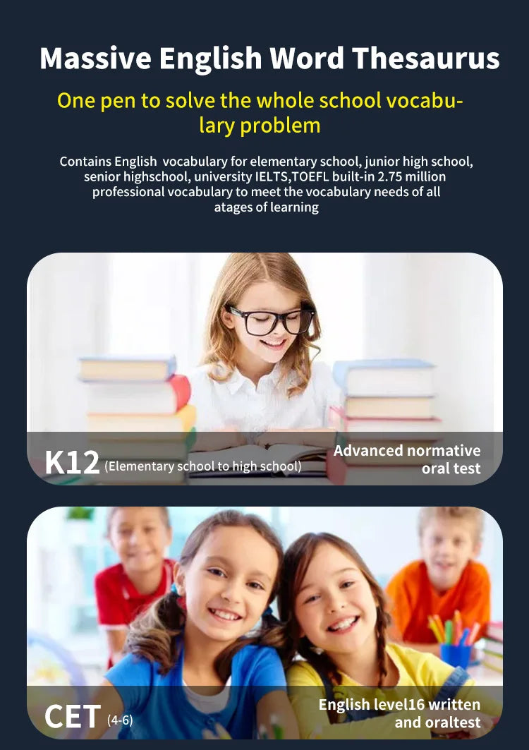123-Language Smart Pen Offline Textbook Scanner & English Dictionary with Voice Translation