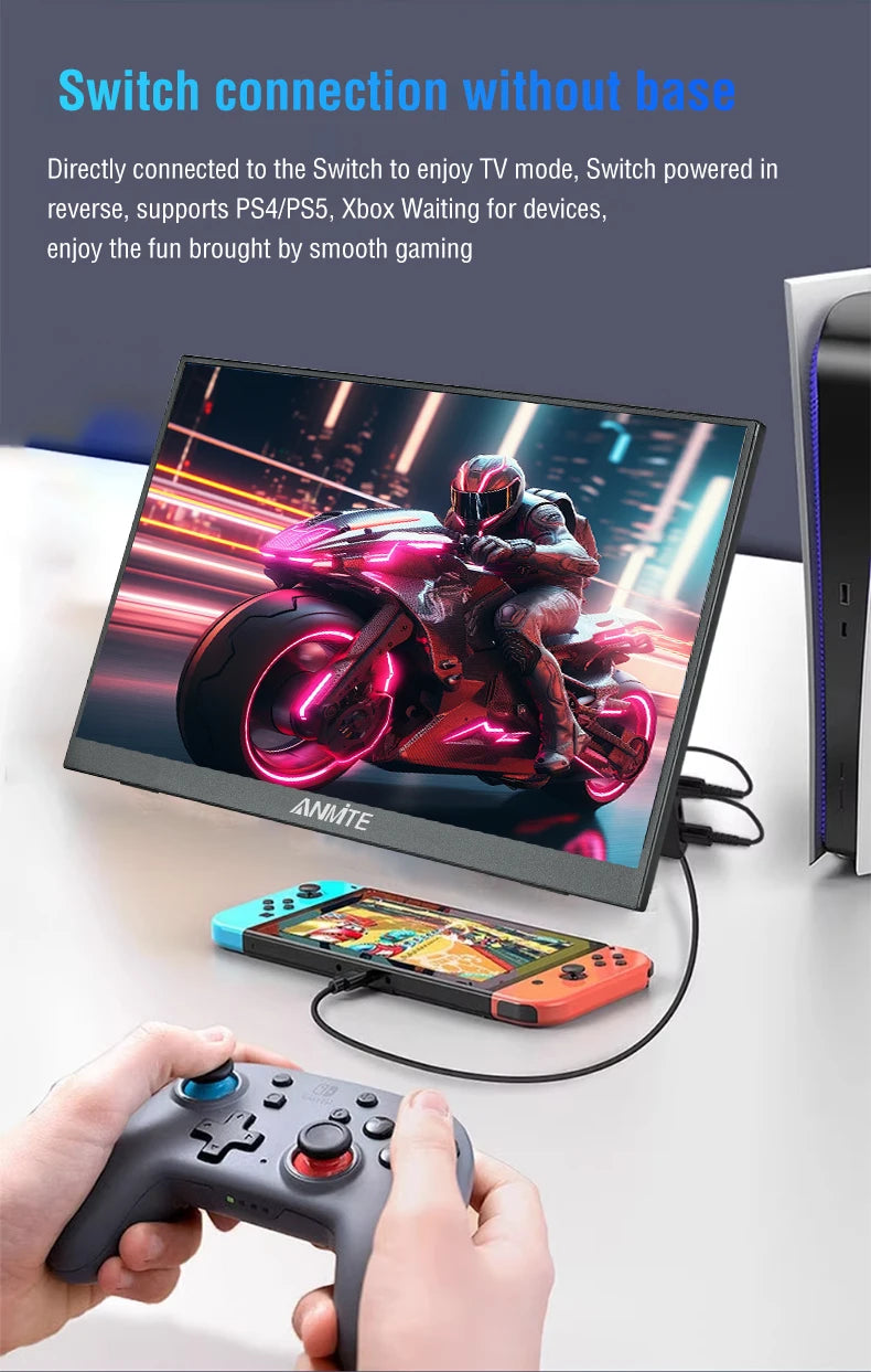 15.6 Inch FHD IPS Portable Touch Screen Monitor with Low Blue Light HDMI/USB-C for XBox PS5 Switch Laptop PC Phone