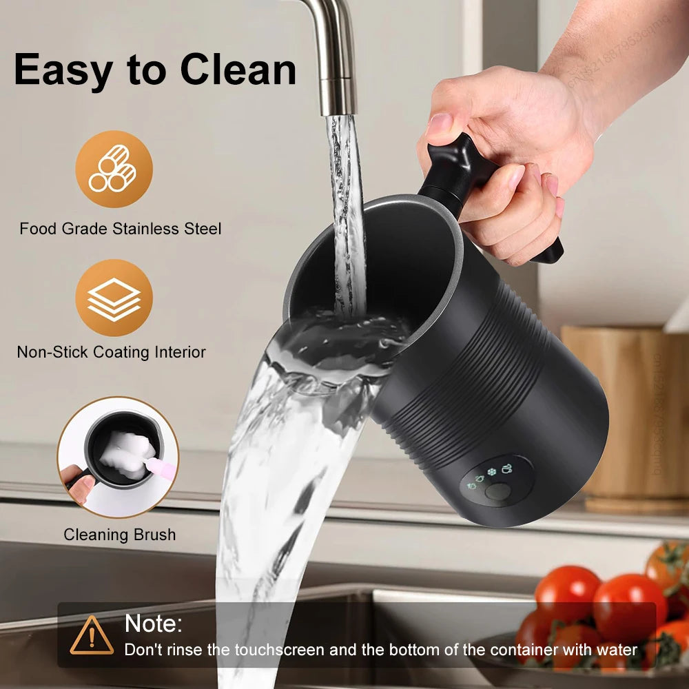 4-in-1 Electric Milk Frother Auto Rotary Function for Hot/Cold Foam Cappuccino Latte & Coffee Drinks