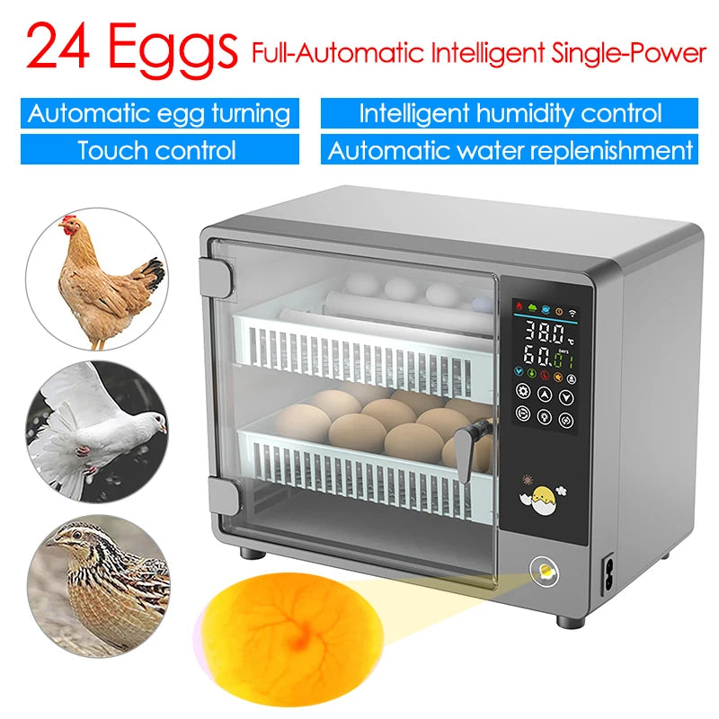 Incubateur tactile automatique pour œufs, contrôle intelligent de la température et de l'humidité pour les œufs de poule, de canard, de caille, de machine d'écloserie