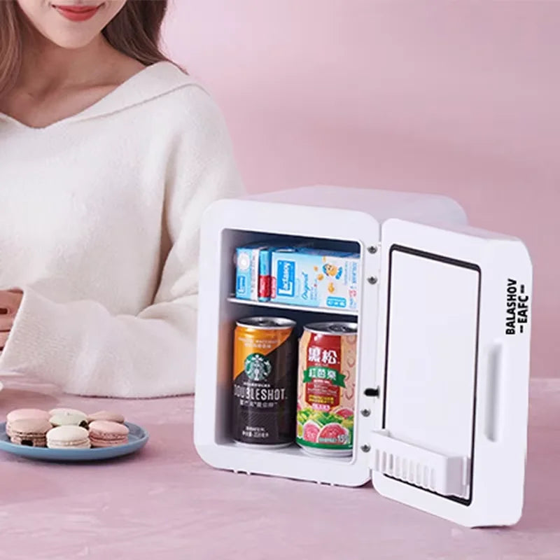 Mini réfrigérateur cosmétique 4L à miroir LED, mini réfrigérateur de beauté portable, réfrigérateur domestique et de voiture à double usage pour la conservation de la température constante et les soins de la peau