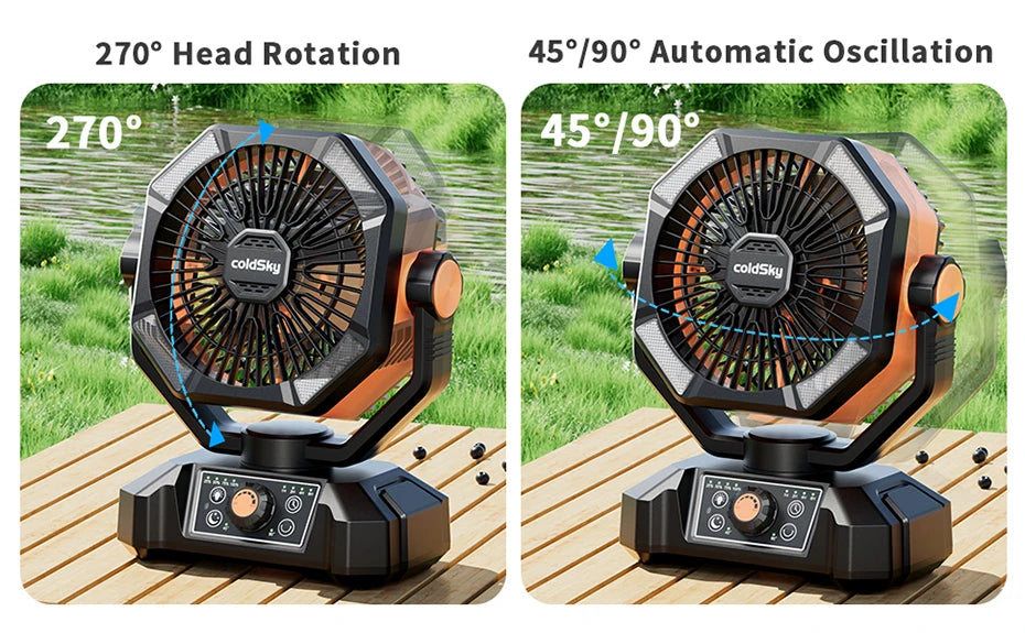20000mAh Camping Fan with 4 LED Lights 8 Speed Portable Fan for Tent Outdoor & Power Outages