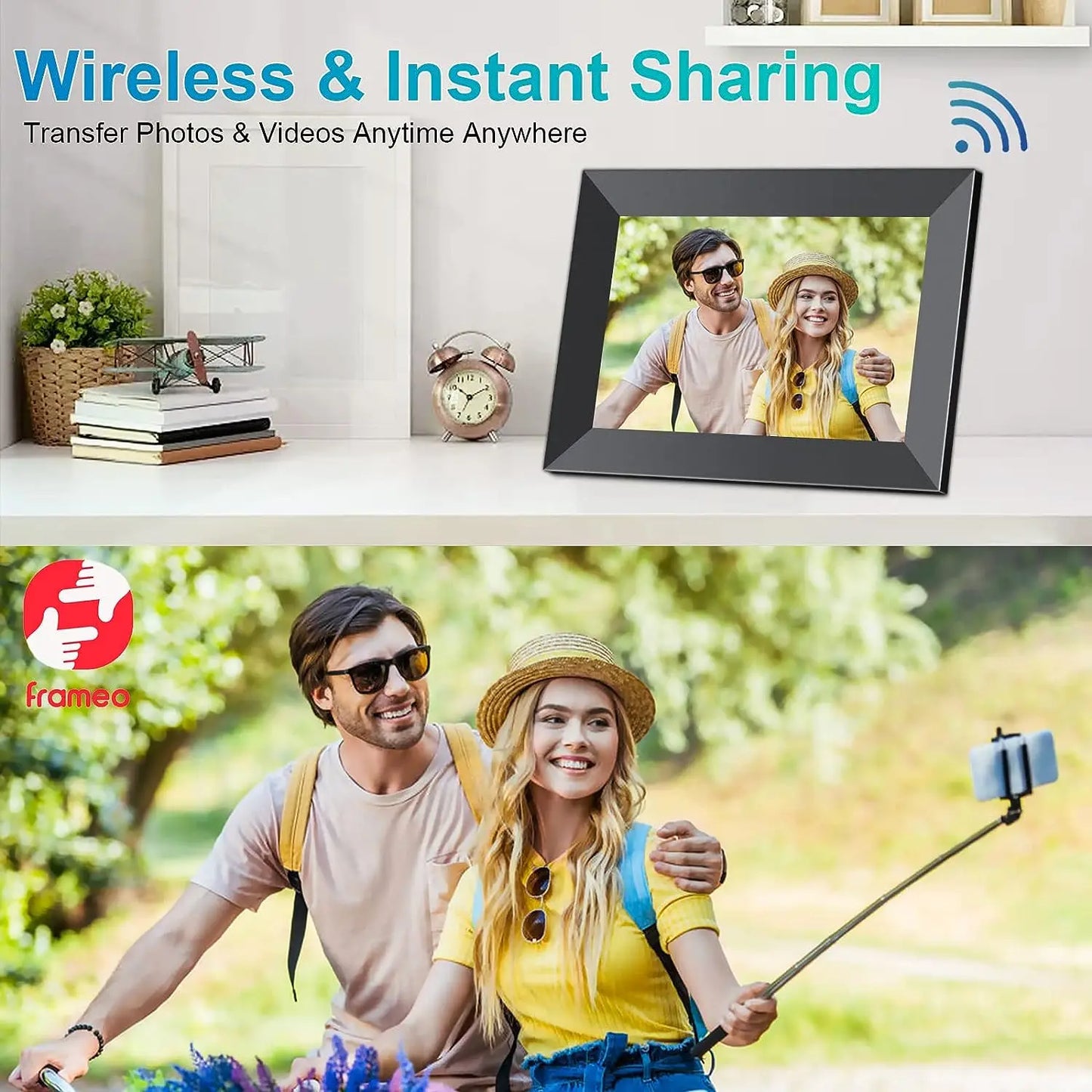 10.1 Inch WiFi Digital Picture Frame 1280x800 IPS Touch Screen 32GB/64GB Wall Mountable Auto Slideshow