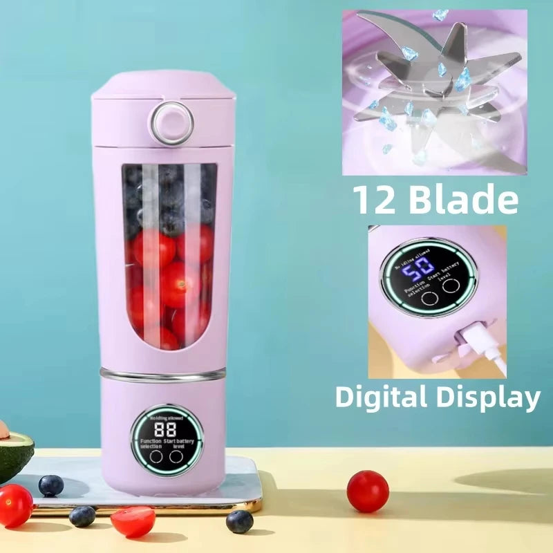 Portable Bottle Juicer Milkshake Blender 700Ml Multi-Color 12 Blade Quick Mixing 2-In-1 Blender