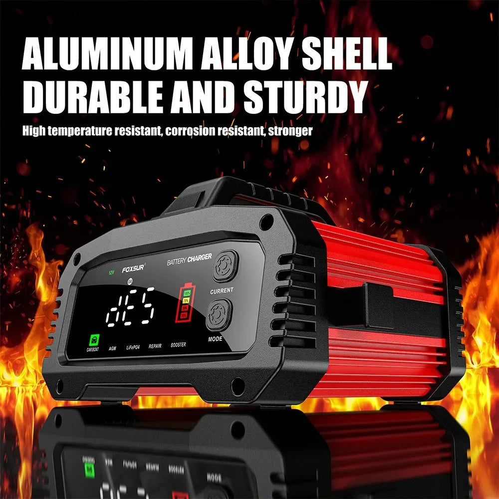 Chargeur intelligent V-24 V 25 A/15 A pour batteries de voiture/moto, plomb-acide/AGM/GEL/LiFePO4, réparation par impulsions