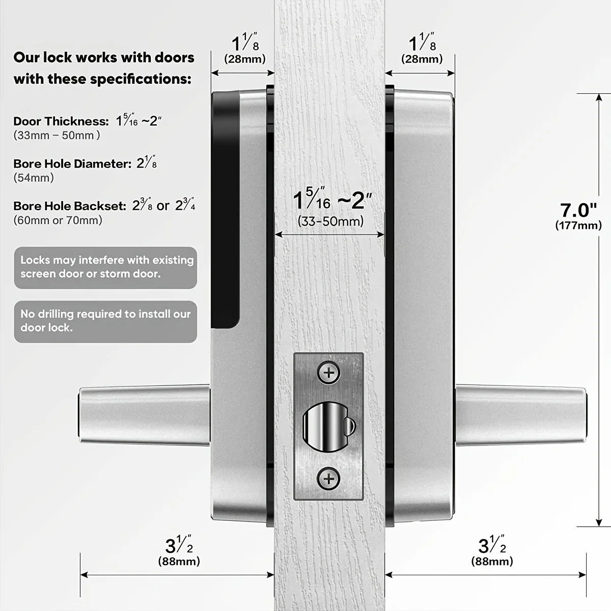 WiFi Fingerprint Smart Door Lock APP Remote Control & Touchscreen Keypad Anti-Theft Metal Housing Compatible with Alexa/Tuya