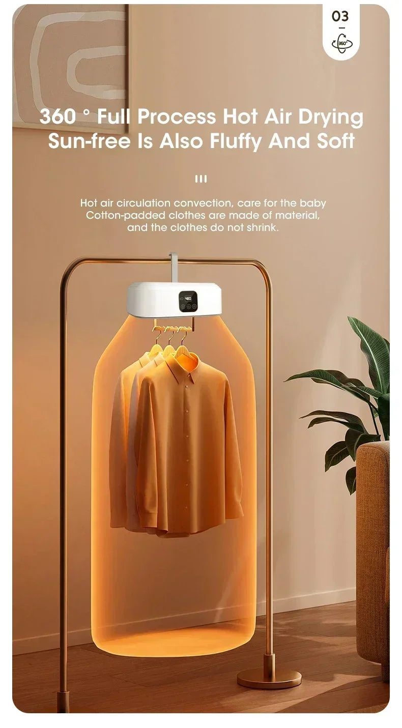 Mini Foldable Electric Dryer Portable Travel Dryer with Timer & Drying Bag Fast Drying for Clothes Underwear Socks Compact Cabinet Design