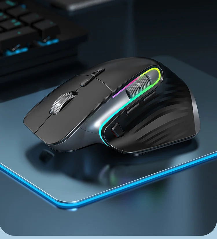 Wireless Gaming Mouse Pro 12 RGB Effects Bluetooth/2.4G Switchable 6000DPI Rechargeable for Computer/Gamer/MacBook