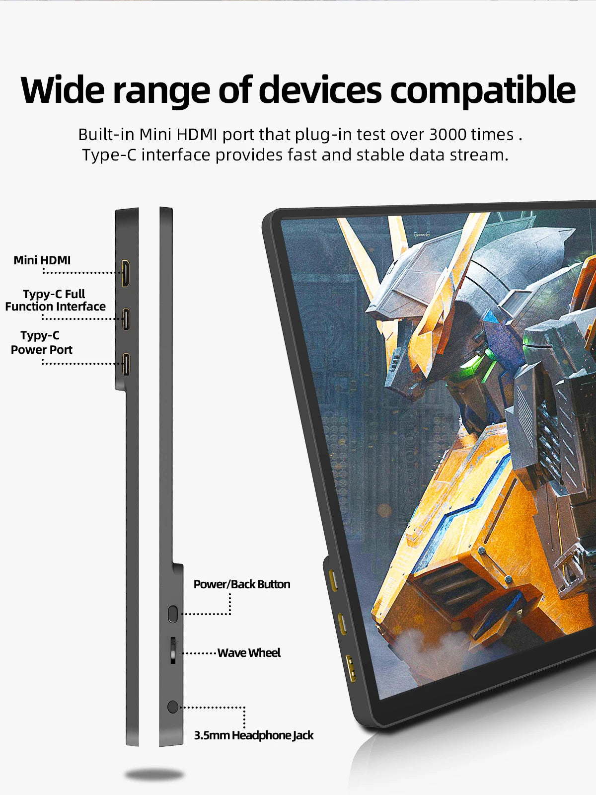 14-inch 2K Portable Monitor 2160x1440 IPS Screen HDMI/USB-C for Laptop/PS5/Xbox/Switch/Mobile