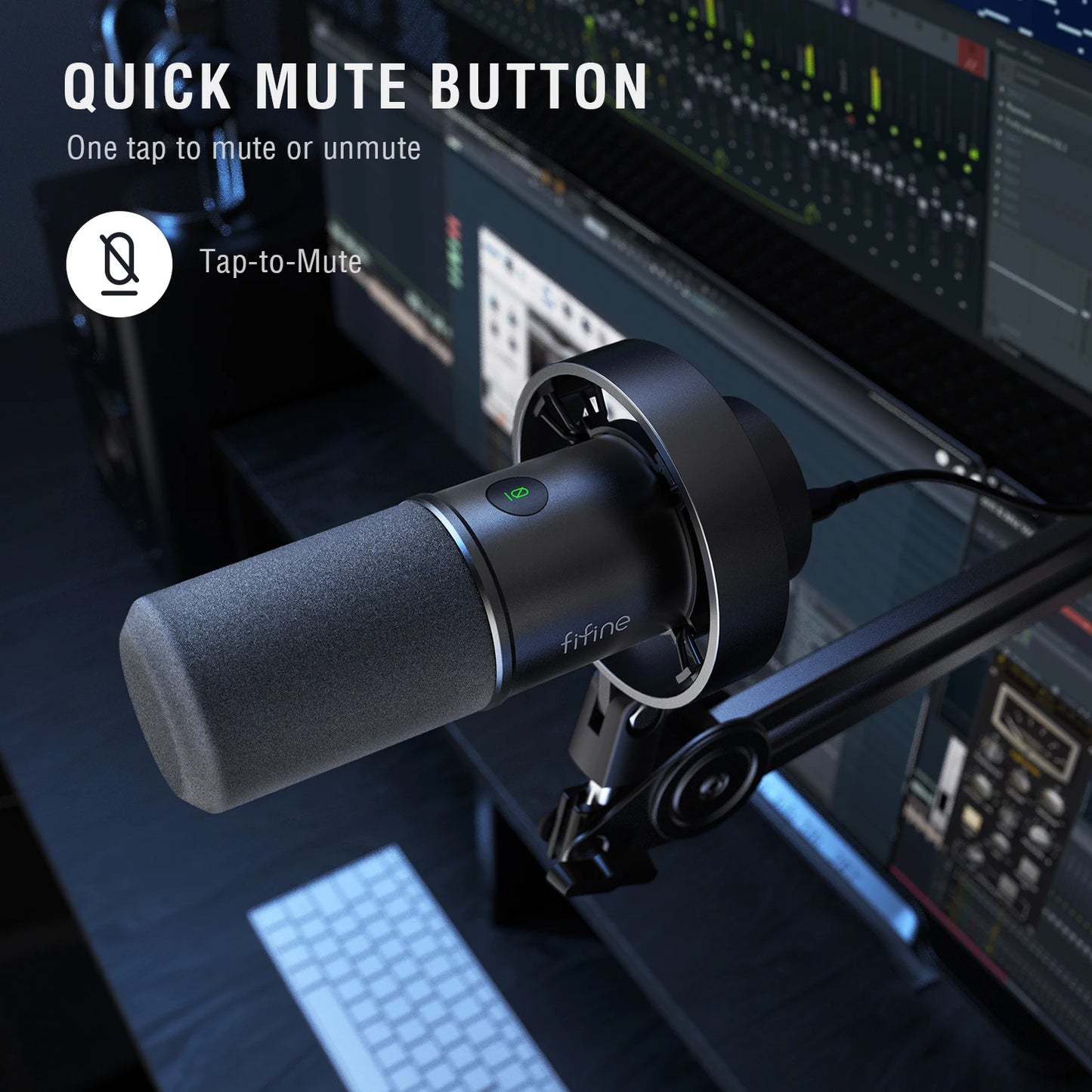 Recording microphone suitable for PC audio board streaming, white USB/XLR microphone with gain knob/touch mute/headphone jack