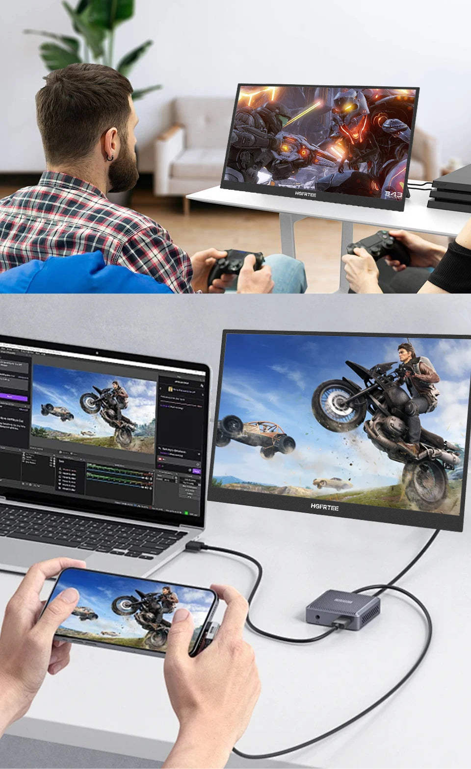16" Touch Portable Monitor 2K 16:10 IPS Screen 96% sRGB 350cd/m² HDR Type-C/HDMI Dual Ports